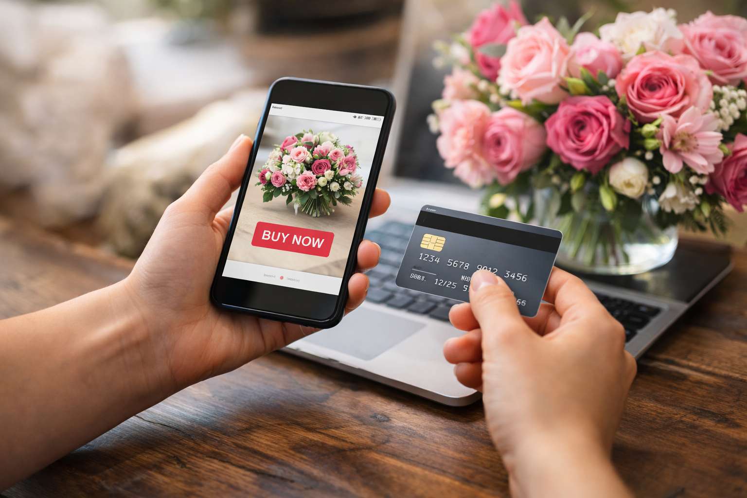 Zamówienie bukietu przez telefon komórkowy